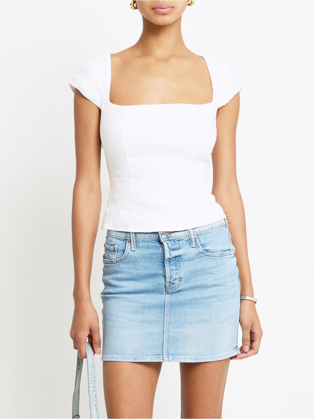 NWT Kourt Nadia Linen Top size 0 White cap sleeve crop Tibi Few Moda